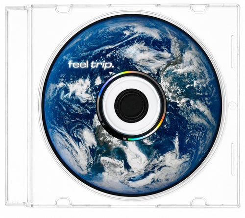 CD with Earth design and 'feel trip.' text on a black background